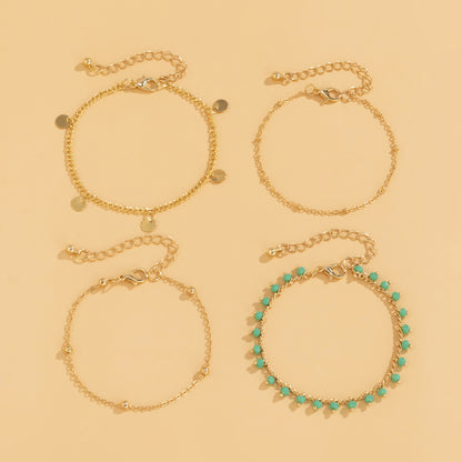 Retro Ethnic Style Colored Drop Ball Copper Geometric Bracelet