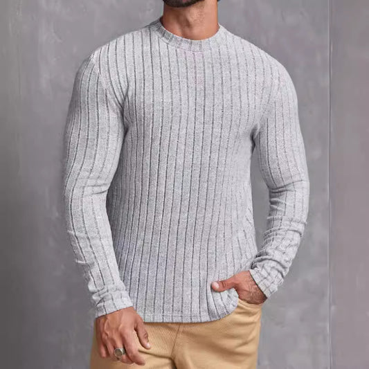 Casual Solid Color Round Neck Long Sleeve T-shirt