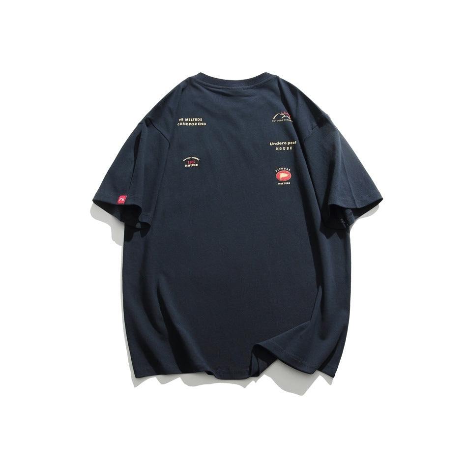 Orderly Japanese Retro Mountain Short Sleeve T-shirt