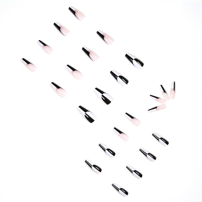 Black And White Long Nails Removable Nail Tip