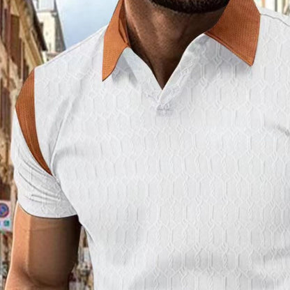 Men's Waffle Jacquard Solid Color Polo Shirt