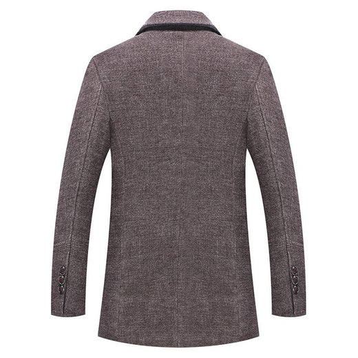 Fall Winter Men's Woolen Coat Fashion Polo Collar Cotton Scarf