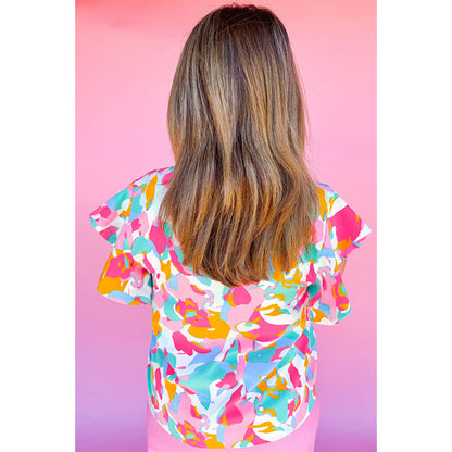 V-neck Chiffon Short-sleeved Shirt