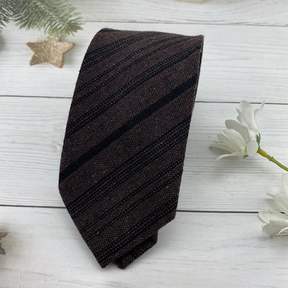 Autumn Winter British Style Knitted Cotton Linen Striped Tie