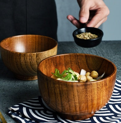 Japanese Style Wooden Rice and Soup Bowl