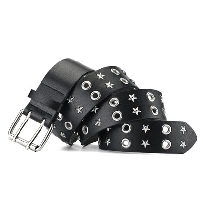 Punk Double Row Pin Buckle Denim Men's Belt