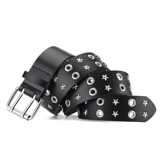 Punk Double Row Pin Buckle Denim Men's Belt