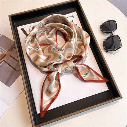 Thin Houndstooth Silk Scarf - Hair Tie