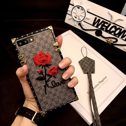 Apple 3D Rose Embroidered iPhone Case