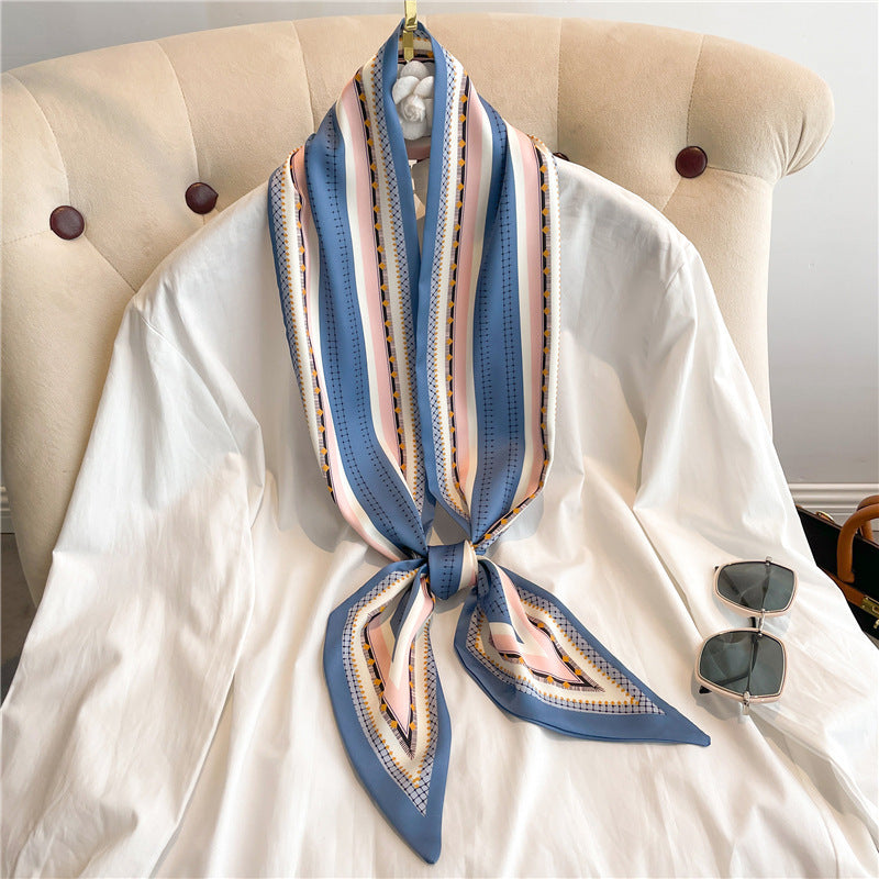 Thin Houndstooth Silk Scarf - Hair Tie