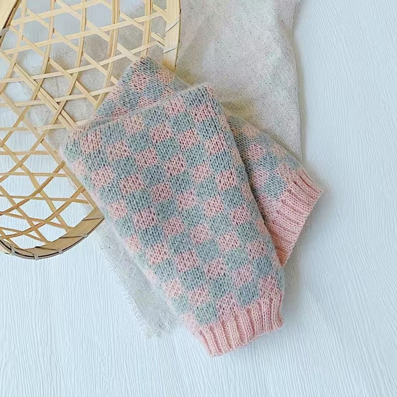 Warm All-matching Plaid Knitted Children's Scarf