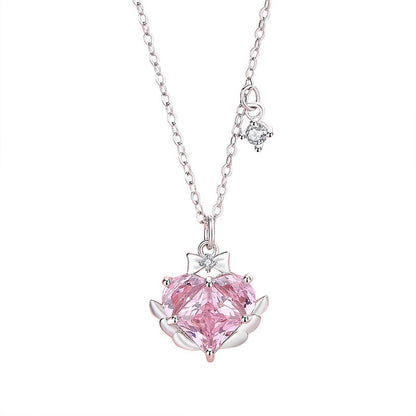 Sweet Girl Sterling Silver Zircon Clavicle Chain Necklace