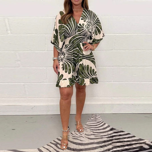 Summer Floral Backless Jumpsuit