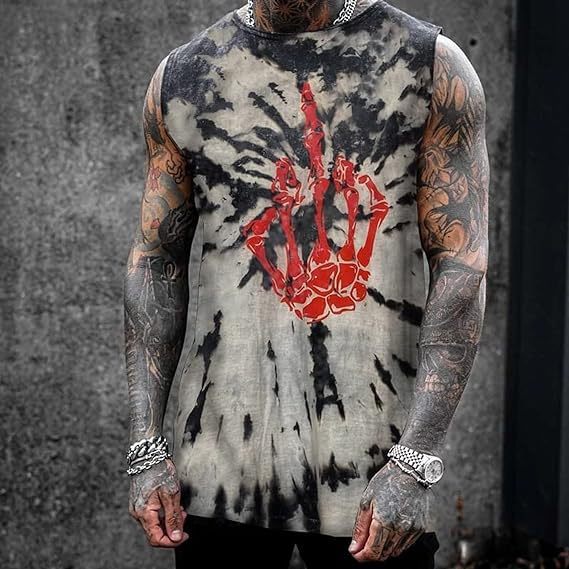 Men's Plus Size Sleeveless 3D Retro Print Vest