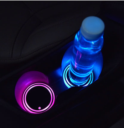 LED Colorful Cup Holder Coaster with Solar & USB Charging