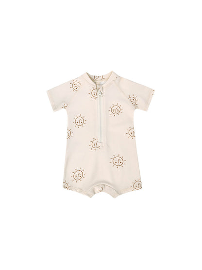 Boys And Girls Baby Short Sleeve Quick-drying Printing One-piece Swimsuit