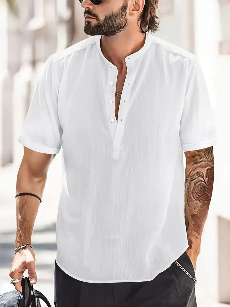Men's Chest Pocket Solid Color Casual T-shirt