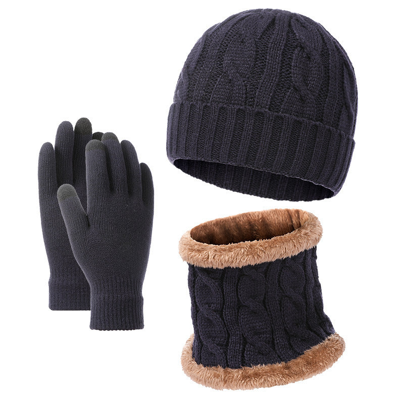 European American Warm Knitted Hat Scarf Gloves