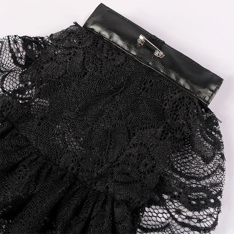 Vintage Embroidered Lace Black Bow Tie