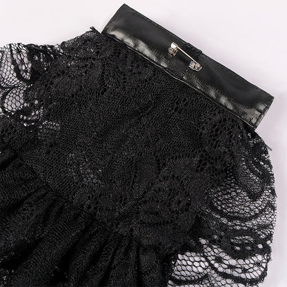 Vintage Embroidered Lace Black Bow Tie
