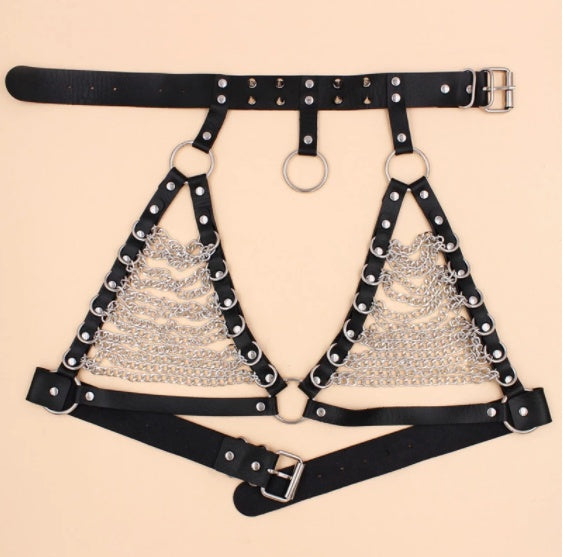 Pointed Rivet Punk Collar Belt Waist Chain Body Jewelry