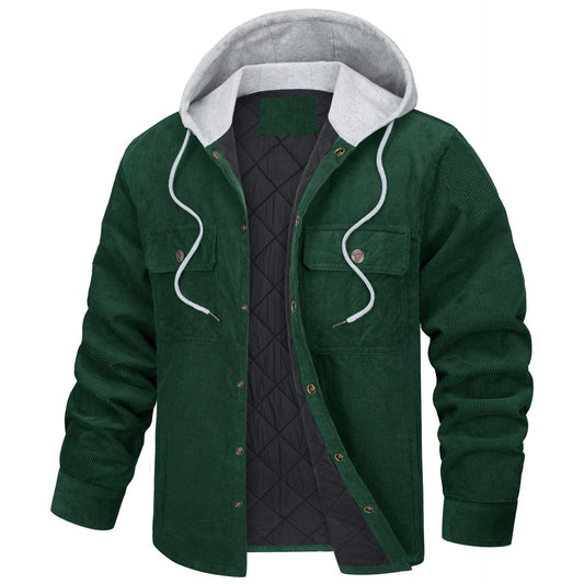 Corduroy Hooded Long Sleeve Cotton