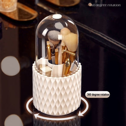 360° Rotating Makeup Brush Storage with Lid