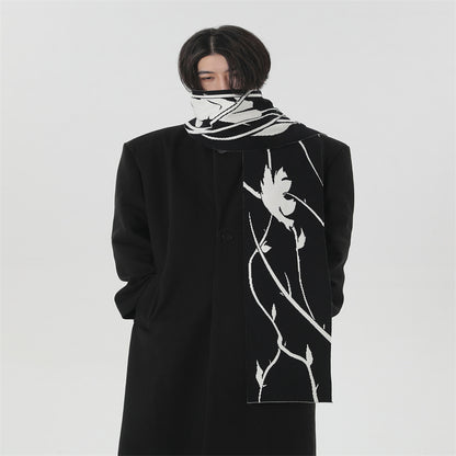 Hand-painted Thorn Rose Winter Angora Couple Scarf