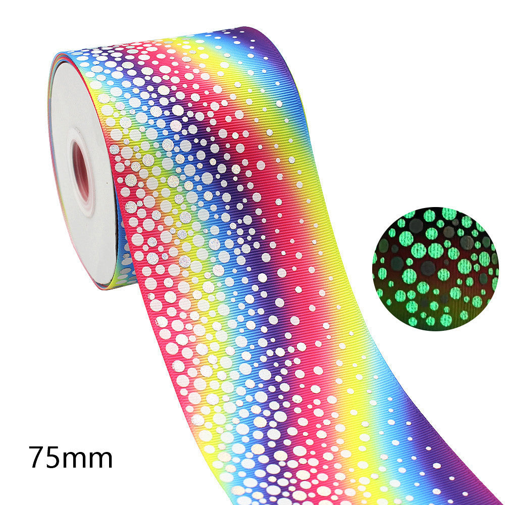 75mm Luminous Rainbow Bow - Fluorescent Ribbon