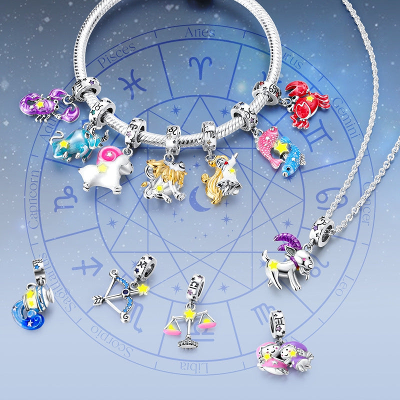 S925 Colorful Luminous Constellation Pendant