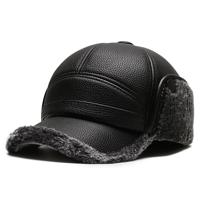 Men's Ear Protection Winter Warm Peaked Cap for Elderly