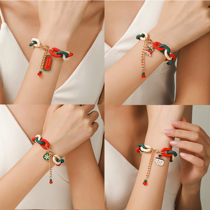 Christmas Bracelet, Santa, Snowflake, Pearl