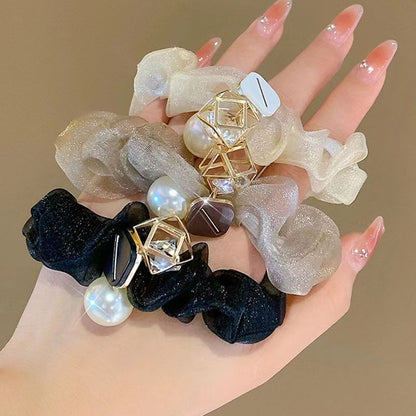 Light Luxury Pearl Organza Highly Elastic Hair Rope