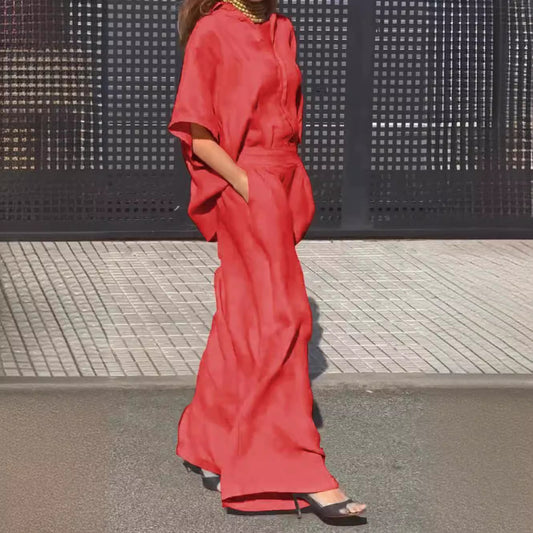 Summer Casual Lapel Pants Suit