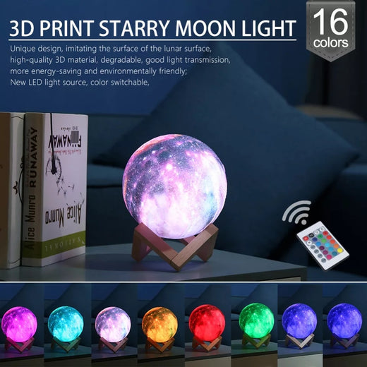 3D LED Galaxy Moon Lamp