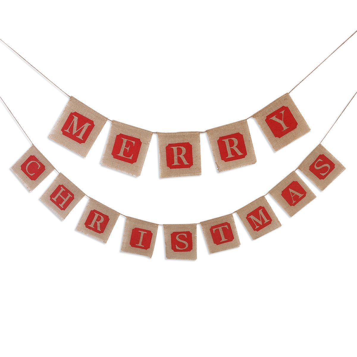 Merry Christmas Sackcloth Banner Decor