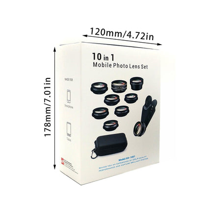 Ten in one set of fisheye lens with external camera lens