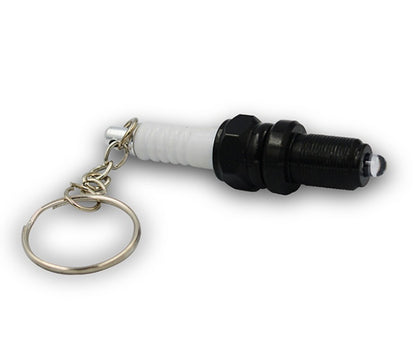 LED light spark plug keychain