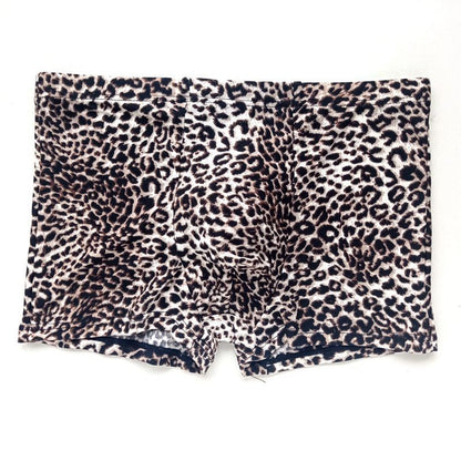 Men's Low Waist Leopard Print Elastic Boxer Briefs
