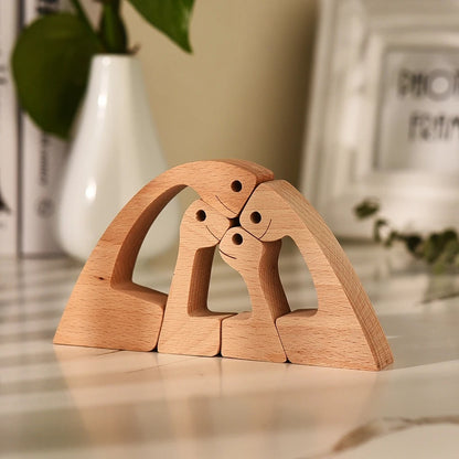 DIY Wooden Dog Figurine Sculpture Home Decor