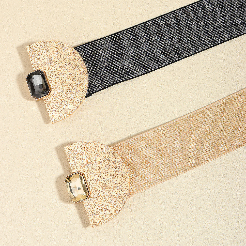 Women's Glittering Pearls Elastic Waist Belt