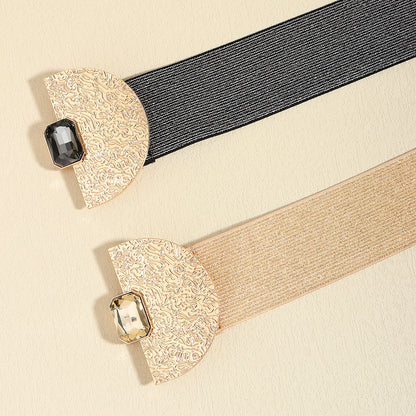 Women's Glittering Pearls Elastic Waist Belt