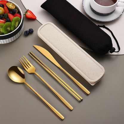 304 Stainless Steel Gold Cutlery Set With Case