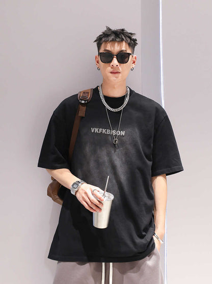 Gradient Washed Fashion Couple T-shirt