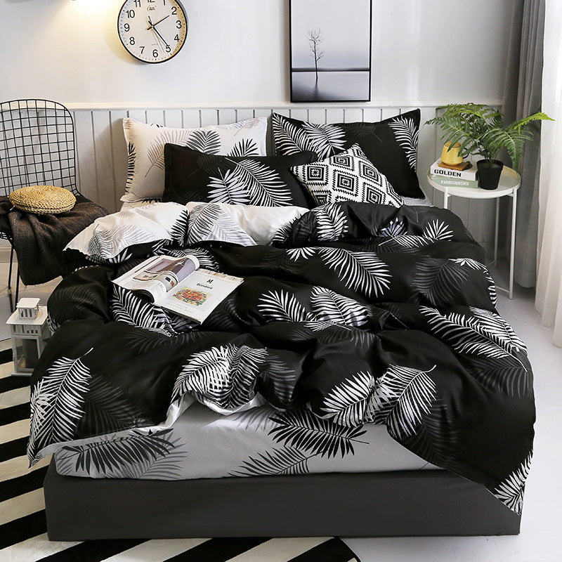 Printed Four-piece Eyelashes Bedding Set