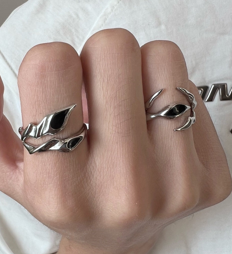 Irregular Black Onyx Street Tide Ring