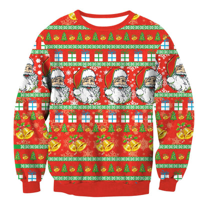 Ugly Christmas Sweater, Santa Elf Print, Pullover