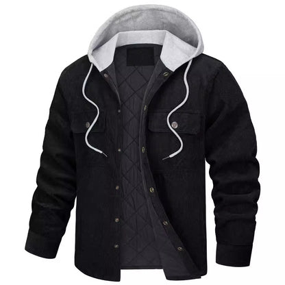 Corduroy Hooded Long Sleeve Cotton