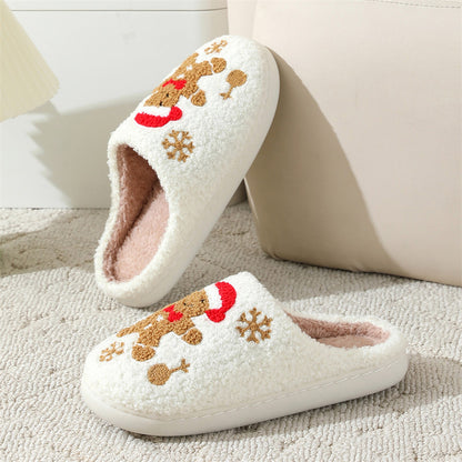 Christmas Snowflake Gingerbread Fuzzy Slippers