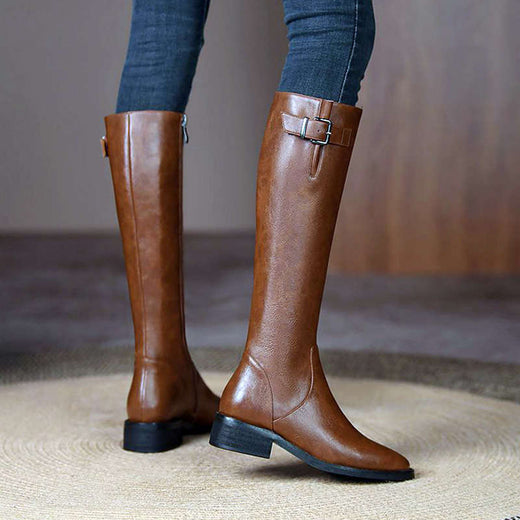 High-grade Below The Knee Slimming Chunky Heel Knight